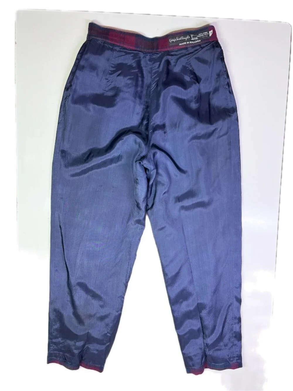Vintage Giorgio Sant'Angelo Size 12 Wool Plaid Trousers Pleat-Front Lined
